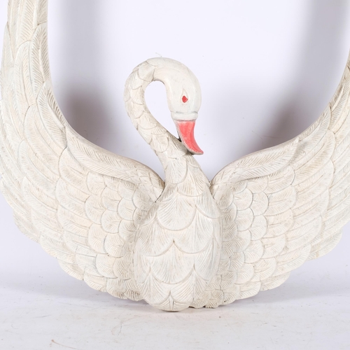 337 - A large Vintage carved wood mirror frame, in the form of a swan, approx 100cm x 70cm