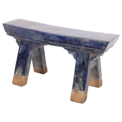 887 - A blue glazed Chinese stoneware altar table, L23cm