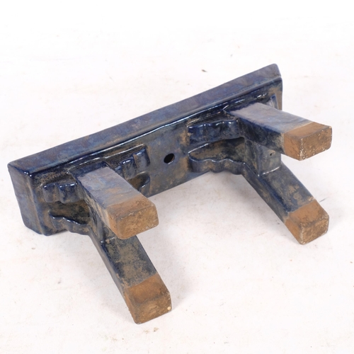 887 - A blue glazed Chinese stoneware altar table, L23cm