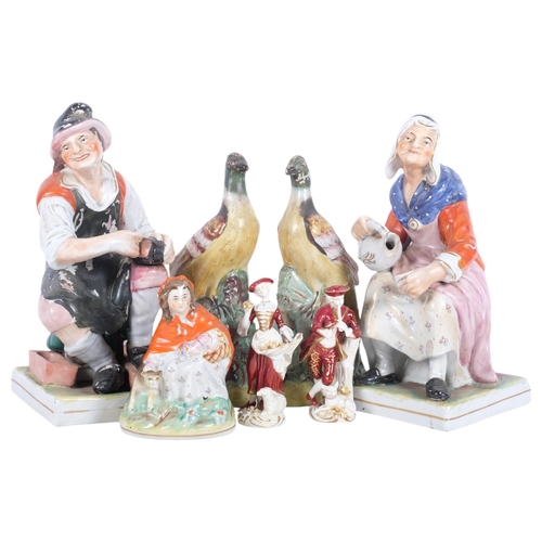 888 - Vintage Staffordshire style figures, etc (7)