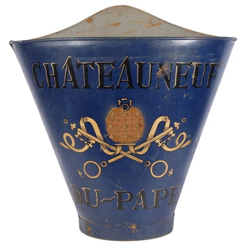 635 - A reproduction Chateauneuf Du-Pape metal grape hod, H62cm