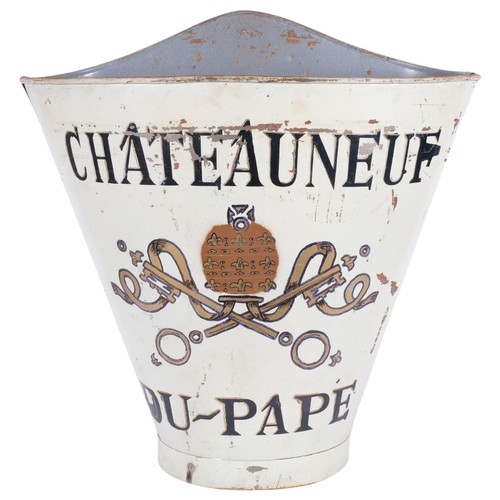 636 - A reproduction Chateauneuf Du-Pape metal grape hod, H62cm