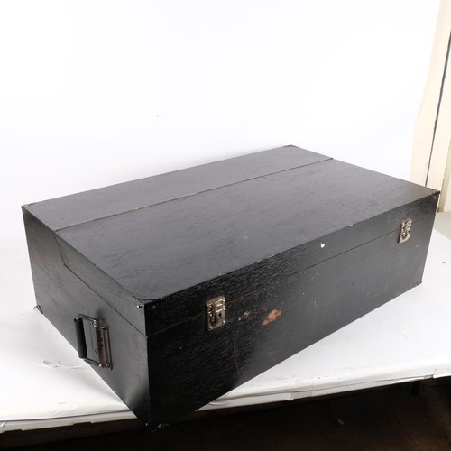 902 - A large modern wooden engineer's chest, with 1 long and 2 short drawers, 83cm x 50cm x 25.5cm