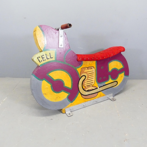 2740 - A vintage painted fairground carousel motorcycle. W114cm, H88cm, D30cm.