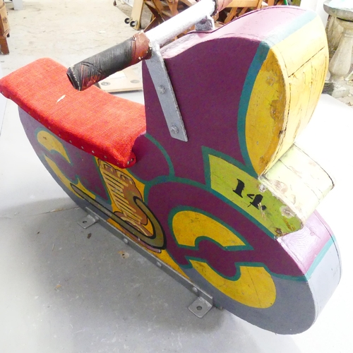 2740 - A vintage painted fairground carousel motorcycle. W114cm, H88cm, D30cm.