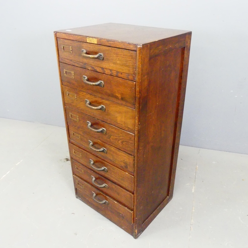 2746 - BREW & CO. LTD. - An early 20th century oak veneered eight-drawer filing chest. W46cm, H95cm, D39cm.... 