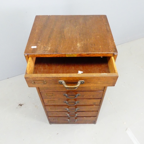 2746 - BREW & CO. LTD. - An early 20th century oak veneered eight-drawer filing chest. W46cm, H95cm, D39cm.... 