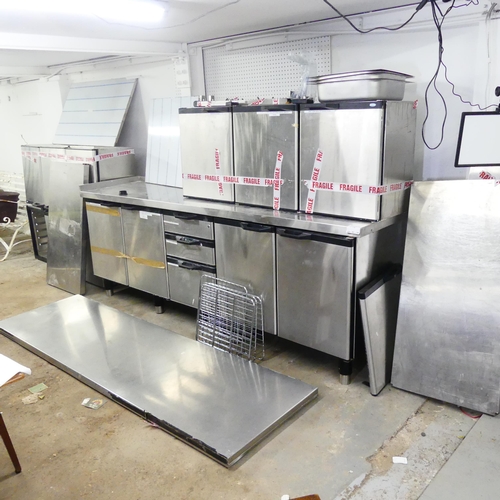 2750 - SISSONS Various industrial kitchen furniture, to include cabinets, preparation tables, bench, etc. L... 