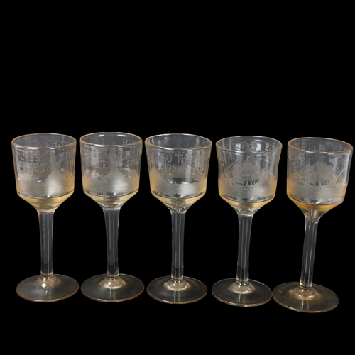 115 - Success To The British Fleet 1759, set of 10 handmade goblets, made in 1909 to commemorate the 150th... 