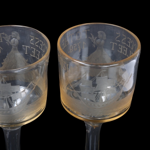 115 - Success To The British Fleet 1759, set of 10 handmade goblets, made in 1909 to commemorate the 150th... 