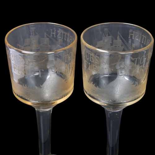 115 - Success To The British Fleet 1759, set of 10 handmade goblets, made in 1909 to commemorate the 150th... 