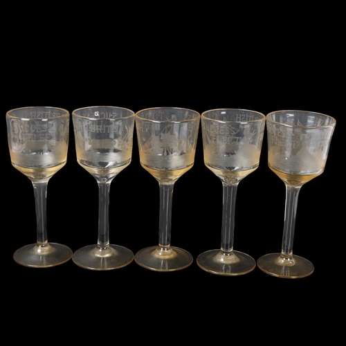 115 - Success To The British Fleet 1759, set of 10 handmade goblets, made in 1909 to commemorate the 150th... 