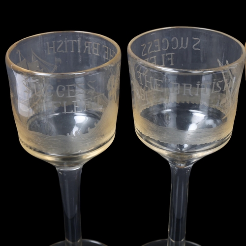 115 - Success To The British Fleet 1759, set of 10 handmade goblets, made in 1909 to commemorate the 150th... 