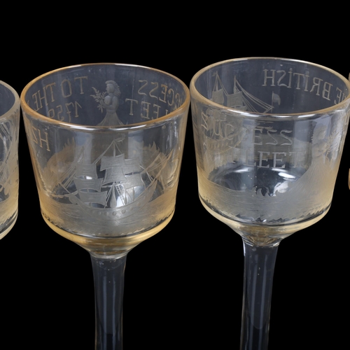 115 - Success To The British Fleet 1759, set of 10 handmade goblets, made in 1909 to commemorate the 150th... 