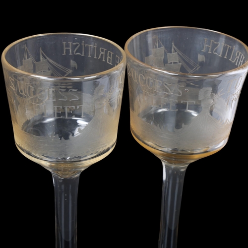 115 - Success To The British Fleet 1759, set of 10 handmade goblets, made in 1909 to commemorate the 150th... 