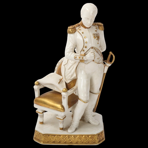 118 - Volkstedt figure of Napoleon Bonaparte, gilded white glaze porcelain, height 22cm