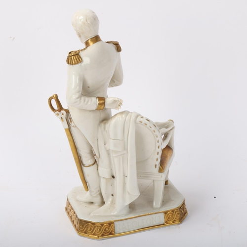 118 - Volkstedt figure of Napoleon Bonaparte, gilded white glaze porcelain, height 22cm