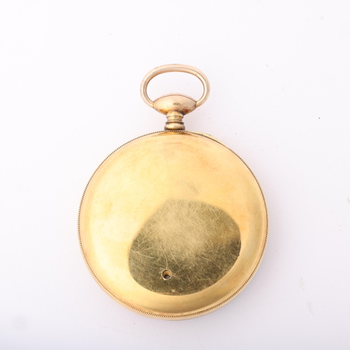 123 - A 19th century gold plated pocket barometer, engraved silvered dial, Maison Labarbera Athens, width ... 