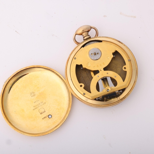 123 - A 19th century gold plated pocket barometer, engraved silvered dial, Maison Labarbera Athens, width ... 