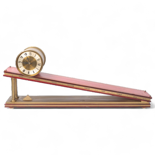 124 - A rolling drum inclined plane mystery clock, by E J Dent & Co of London, brass 5