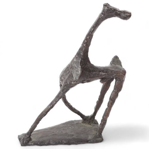 133 - Manner of Marino Marini, mid-20th century abstract bronze sculpture, stylised horse, signed on base,... 