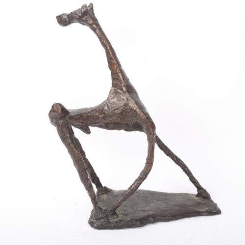 133 - Manner of Marino Marini, mid-20th century abstract bronze sculpture, stylised horse, signed on base,... 