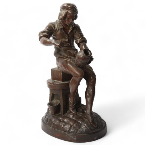 135 - Edouard Drouot (1859 - 1945), The Potter, bronze, signed, height 50cm