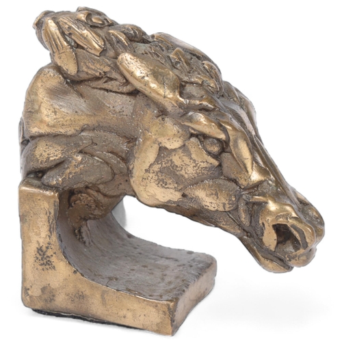 138 - Edward Waites (born 1988), small bronze horse's head, monogram EJW no. 6/95, height 6cm