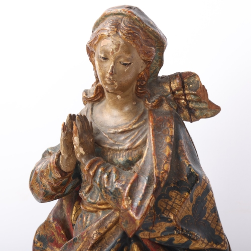 140 - Madonna of the Immaculate, 18th century carved giltwood sculpture, probably Italian, the carved wood... 