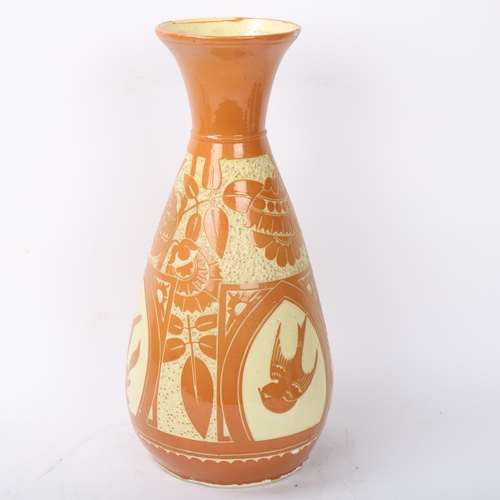 146 - C H Brannam for Litchdon Pottery, Barnstaple Devon, slip glaze earthenware Harvest vase dated 1884, ... 