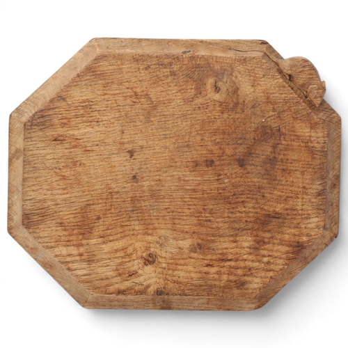 154 - Robert Mouseman Thompson, oak breadboard, mid-20th century, 30cm x 24.5cm