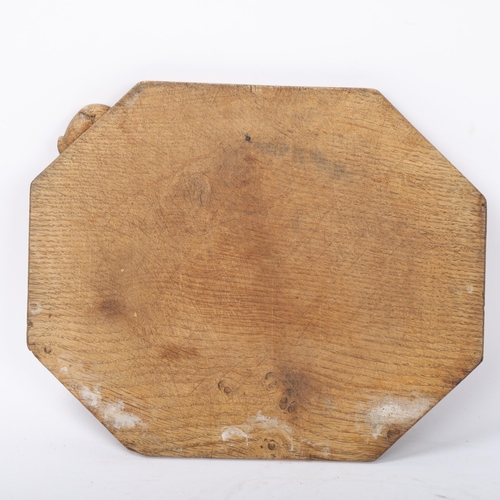 154 - Robert Mouseman Thompson, oak breadboard, mid-20th century, 30cm x 24.5cm