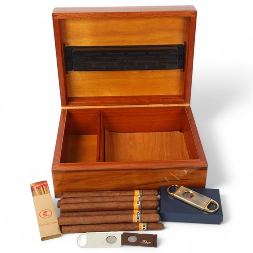 155 - Zino coromandel humidor, 30.5cm x 23cm, height 12cm, containing 10 Cohiba cuban cigars and 3 cigar c... 