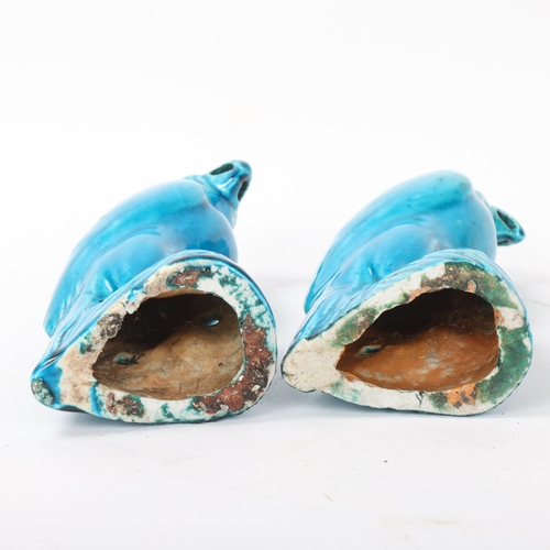 184 - A pair of Chinese turquoise glaze ceramic parakeets, height 20cm