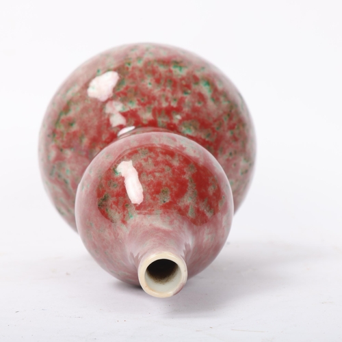 187 - A Chinese porcelain double-gourd vase, mottled sang de boeuf glaze, height 20cm