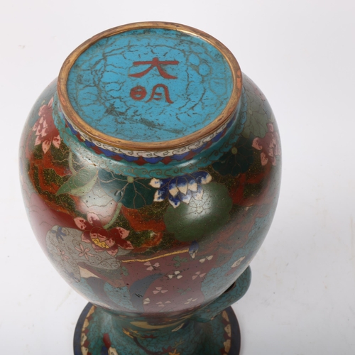 208 - A Chinese cloisonne enamel vase, decorated with figures, height 30cm