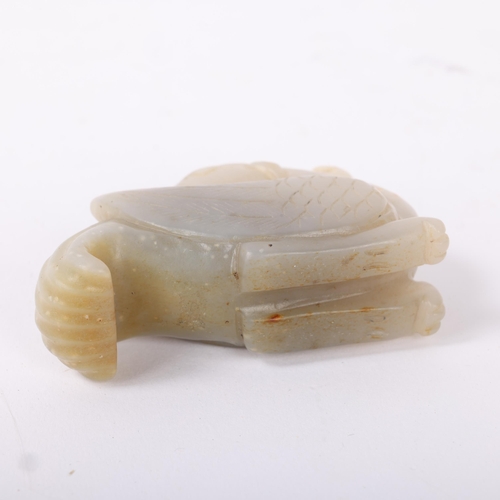 216 - A Chinese carved jade bird design pendant, length 6cm