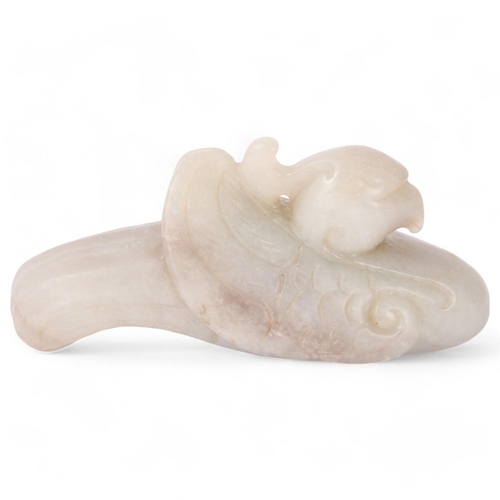 217 - A Chinese carved jade bird design pendant, length 7.5cm