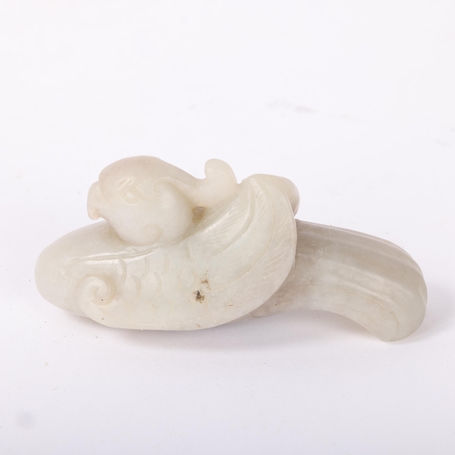 217 - A Chinese carved jade bird design pendant, length 7.5cm