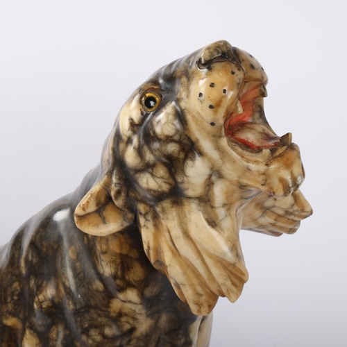 229 - A large Italian carved marble/alabaster snarling tiger, length approx 55cm