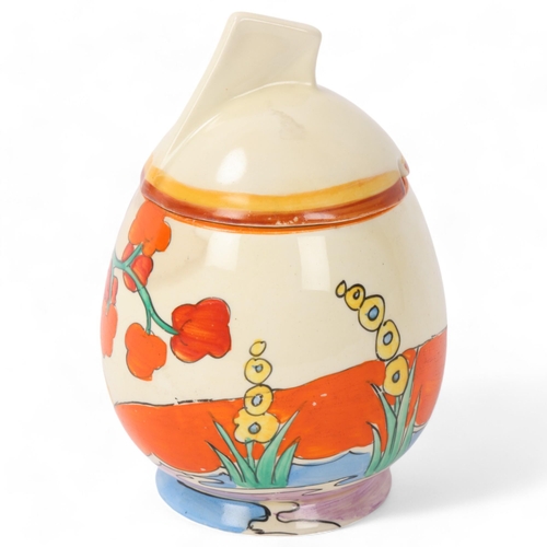 232 - CLARICE CLIFF - Bonjour pattern preserve pot and cover, height 12cm, restored