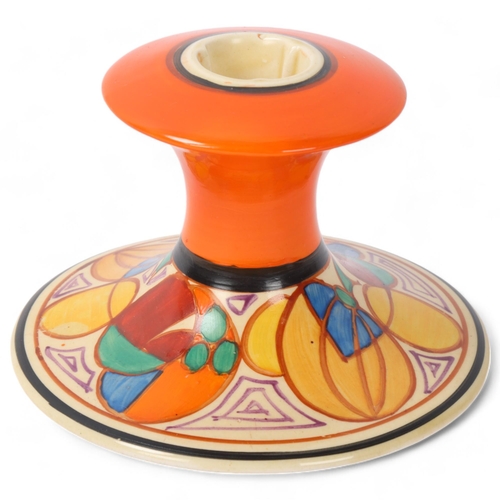 235 - CLARICE CLIFF - Melon pattern candlestick, height 7.5cm, diameter 11.5cm