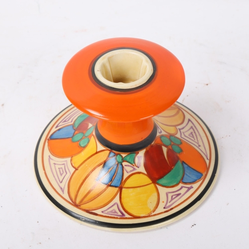 235 - CLARICE CLIFF - Melon pattern candlestick, height 7.5cm, diameter 11.5cm