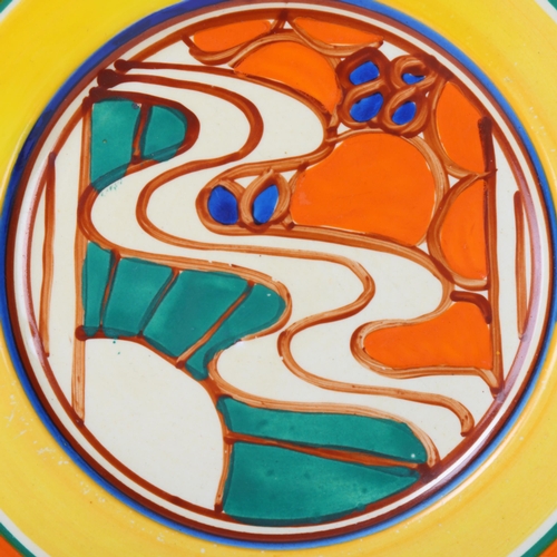 236 - CLARICE CLIFF - Sunrise pattern octagonal cake plate, diameter 14.5cm