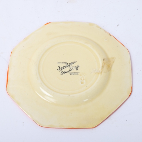 236 - CLARICE CLIFF - Sunrise pattern octagonal cake plate, diameter 14.5cm