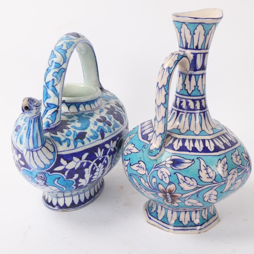 241 - 19th century Multan pottery ewer and jug, largest height 27cm (2)