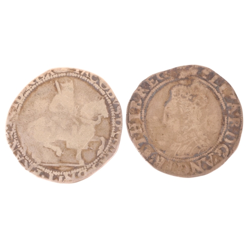 27 - Elizabeth I (1558-1603), silver shilling bust left, and later James I Halfcrown, diameter approx 31m... 