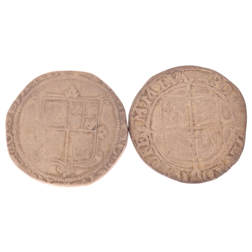 27 - Elizabeth I (1558-1603), silver shilling bust left, and later James I Halfcrown, diameter approx 31m... 