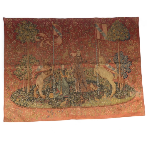 288 - A large French needlepoint wall-hanging tapestry, circa 1920, La Dame and La Unicorne, Laine Et Lin,... 