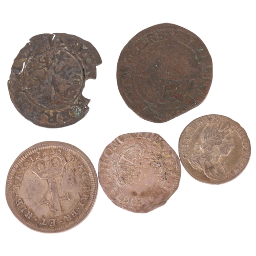 33 - A Charles I silver penny, William III 1698 Maundy 2, George I 1721 Maundy 4 coin and 2 other coins (... 